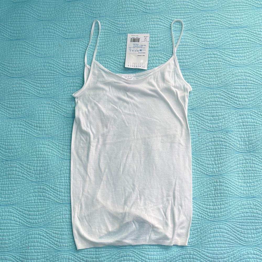 Schiesser white cotton seamless tank top - Made in Germany